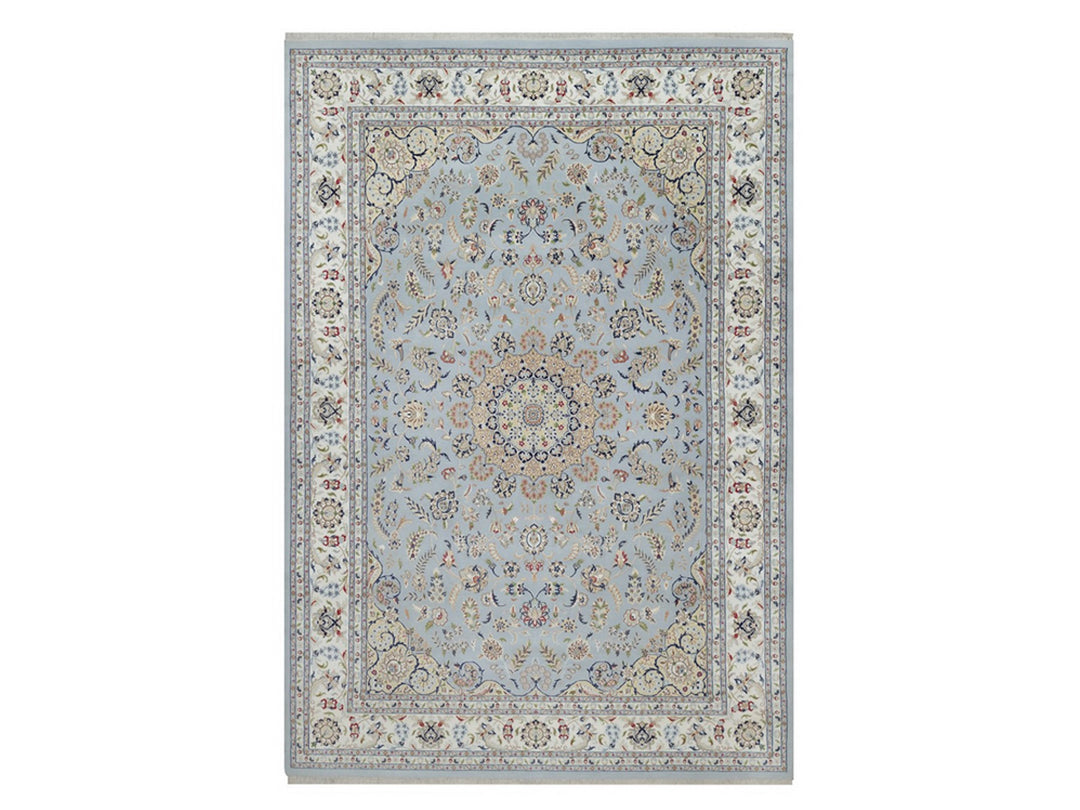 9'9" x 14'3" New Hand Knotted Blue Wool & Silk Rectangle Oriental Rug - MOA10292575