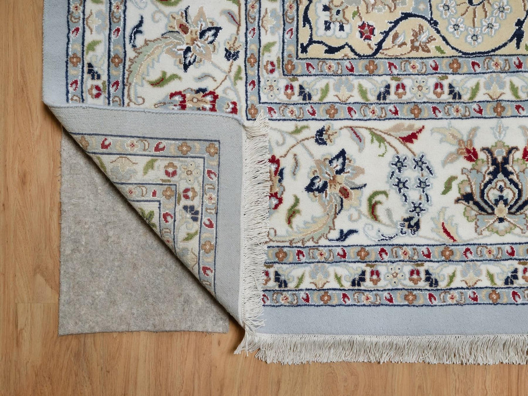 9'9" x 14'3" New Hand Knotted Blue Wool & Silk Rectangle Oriental Rug - MOA10292575
