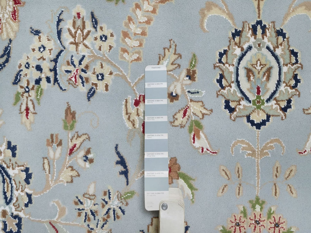 9'9" x 14'3" New Hand Knotted Blue Wool & Silk Rectangle Oriental Rug - MOA10292575