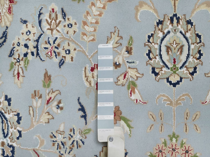 9'9" x 14'3" New Hand Knotted Blue Wool & Silk Rectangle Oriental Rug - MOA10292575