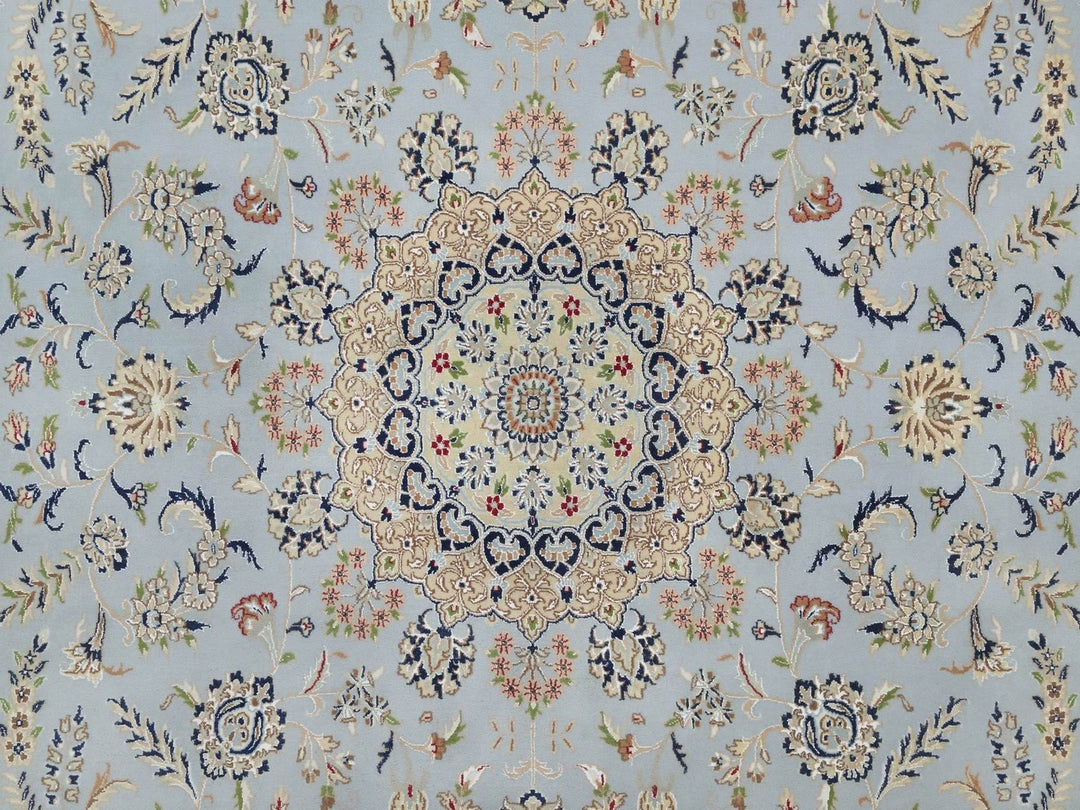9'9" x 14'3" New Hand Knotted Blue Wool & Silk Rectangle Oriental Rug - MOA10292575