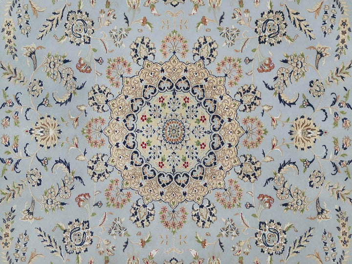 9'9" x 14'3" New Hand Knotted Blue Wool & Silk Rectangle Oriental Rug - MOA10292575