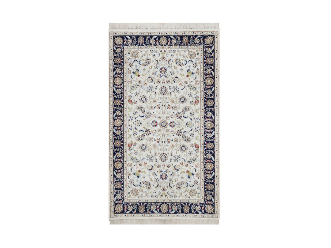 3'2" x 5'4" New Hand Knotted Ivory Wool & Silk Rectangle Oriental Rug - MOA10292576