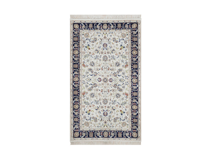 3'2" x 5'4" New Hand Knotted Ivory Wool & Silk Rectangle Oriental Rug - MOA10292576