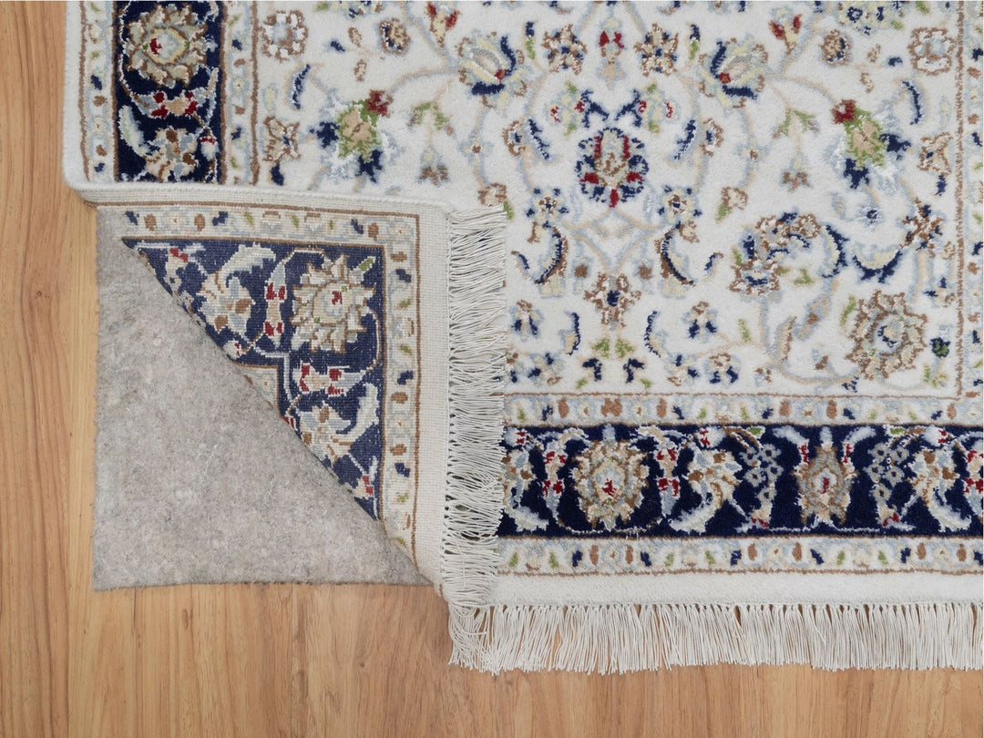 3'2" x 5'4" New Hand Knotted Ivory Wool & Silk Rectangle Oriental Rug - MOA10292576