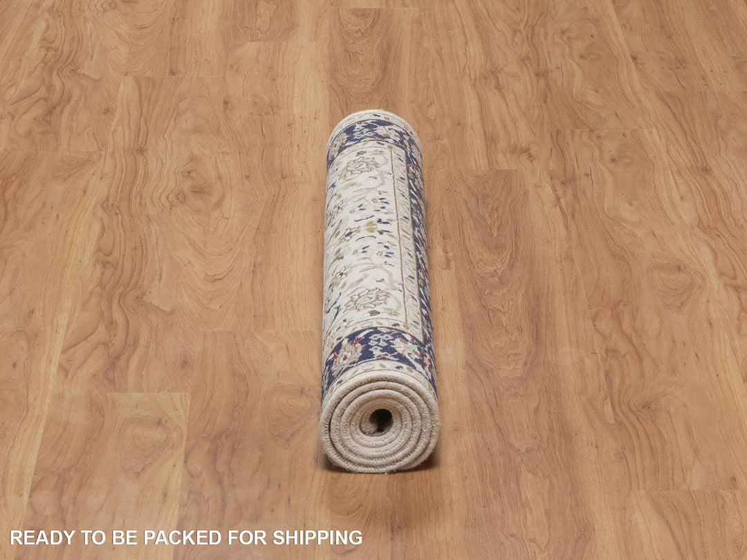 3'2" x 5'4" New Hand Knotted Ivory Wool & Silk Rectangle Oriental Rug - MOA10292576