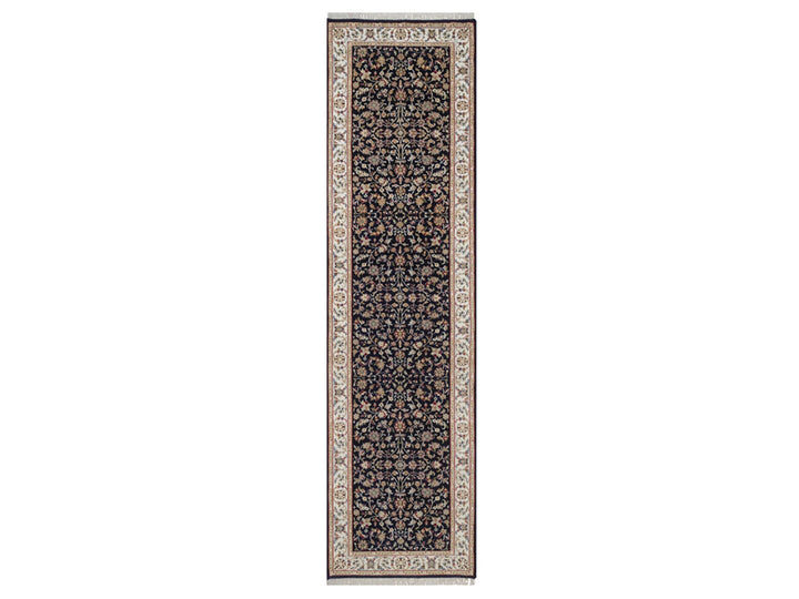 2'9" x 10'3" New Hand Knotted Blue Wool & Silk Runner Oriental Rug - MOA10292577