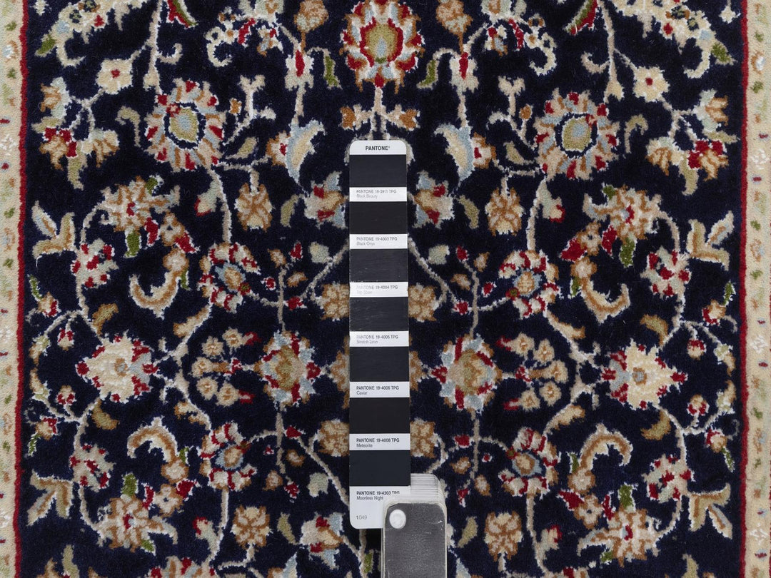 2'9" x 10'3" New Hand Knotted Blue Wool & Silk Runner Oriental Rug - MOA10292577