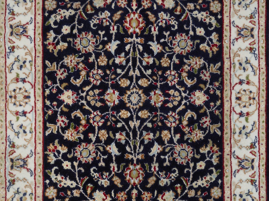 2'9" x 10'3" New Hand Knotted Blue Wool & Silk Runner Oriental Rug - MOA10292577