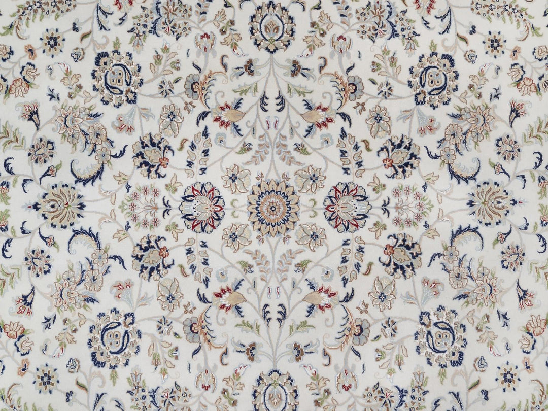 11'11" x 15'3" New Hand Knotted Ivory Wool & Silk Rectangle Oriental Rug - MOA10292582