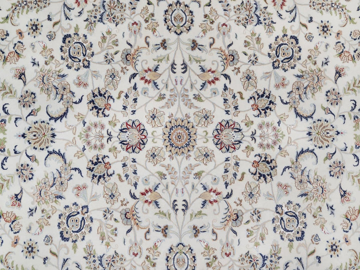 11'11" x 15'3" New Hand Knotted Ivory Wool & Silk Rectangle Oriental Rug - MOA10292582