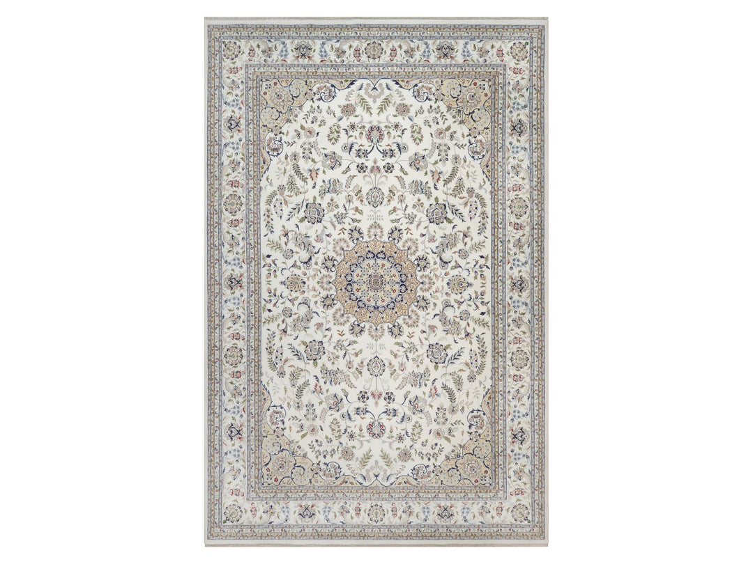11'8" x 17'9" New Hand Knotted Ivory Wool & Silk Rectangle Oriental Rug - MOA10292583