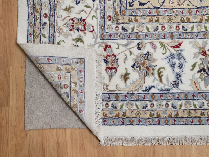 11'8" x 17'9" New Hand Knotted Ivory Wool & Silk Rectangle Oriental Rug - MOA10292583