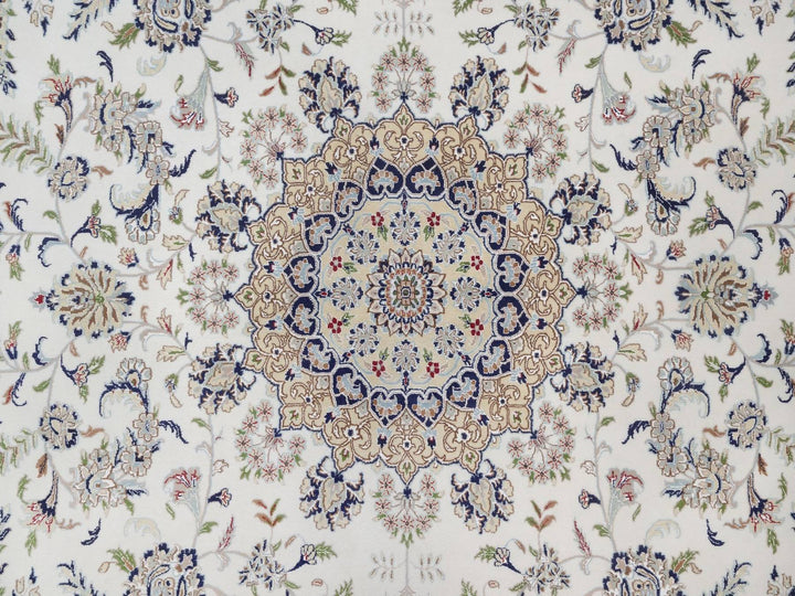 11'8" x 17'9" New Hand Knotted Ivory Wool & Silk Rectangle Oriental Rug - MOA10292583
