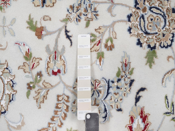 9'7" x 13'11" New Hand Knotted Ivory Wool & Silk Rectangle Oriental Rug - MOA10292584