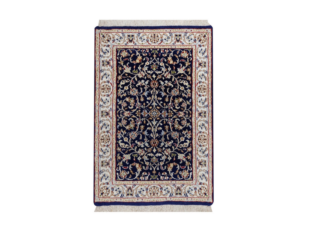 2'1" x 3'2" New Hand Knotted Blue Wool & Silk Rectangle Oriental Rug - MOA10292586