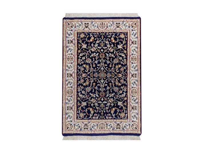 2'1" x 3'2" New Hand Knotted Blue Wool & Silk Rectangle Oriental Rug - MOA10292586