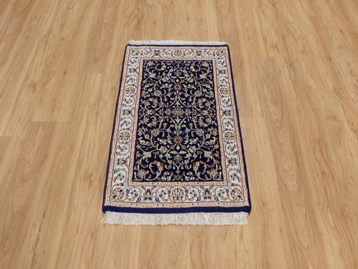 2'1" x 3'2" New Hand Knotted Blue Wool & Silk Rectangle Oriental Rug - MOA10292586
