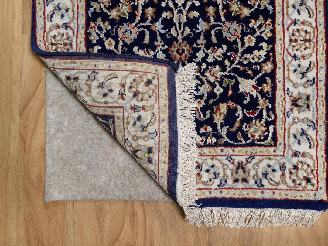 2'1" x 3'2" New Hand Knotted Blue Wool & Silk Rectangle Oriental Rug - MOA10292586