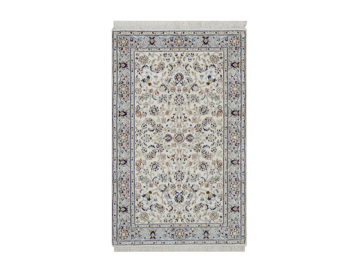 3'2" x 5'2" New Hand Knotted Ivory Wool & Silk Rectangle Oriental Rug - MOA10292587