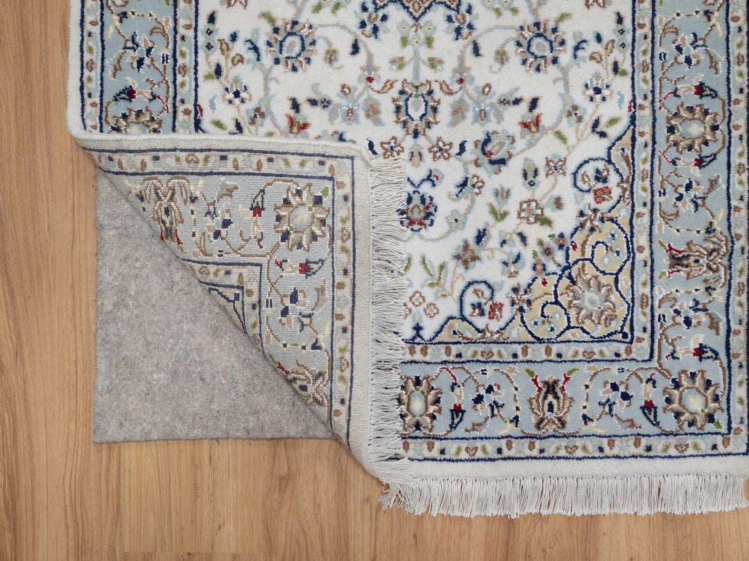 2'9" x 14'6" New Hand Knotted Ivory Wool & Silk Runner Oriental Rug - MOA10292588