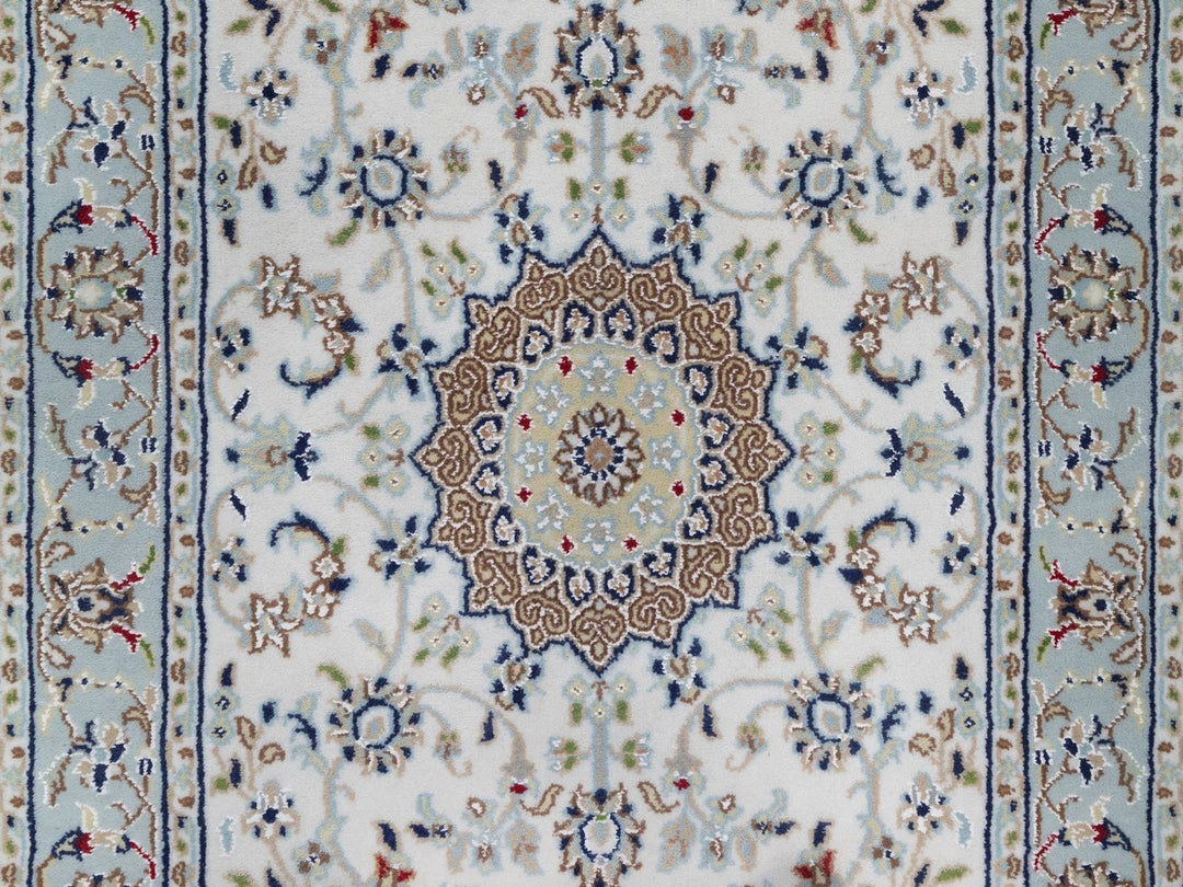 2'9" x 14'6" New Hand Knotted Ivory Wool & Silk Runner Oriental Rug - MOA10292588