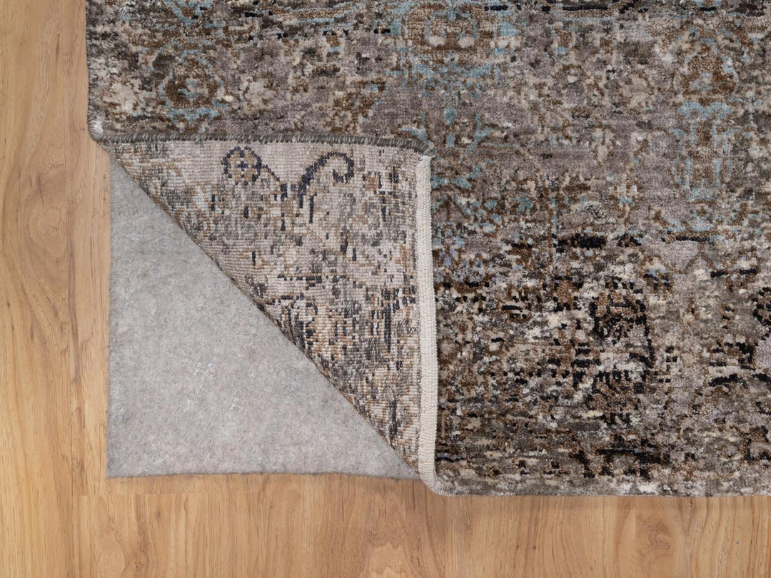 2'5" x 8'4" New Hand Knotted Brown Wool & Silk Runner Oriental Rug - MOA10292591