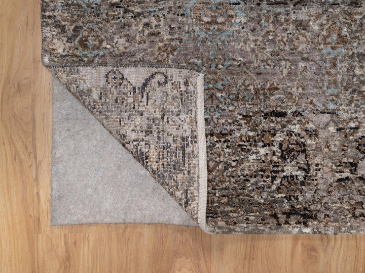 2'5" x 8'4" New Hand Knotted Brown Wool & Silk Runner Oriental Rug - MOA10292591