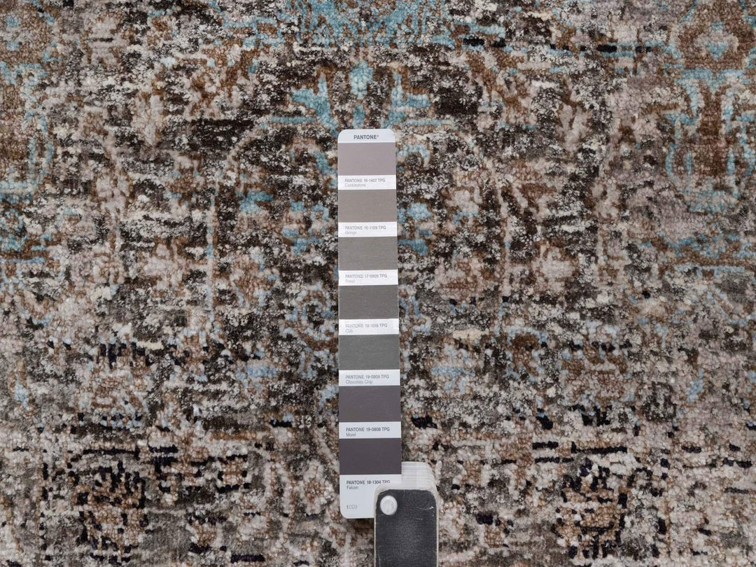 2'5" x 8'4" New Hand Knotted Brown Wool & Silk Runner Oriental Rug - MOA10292591