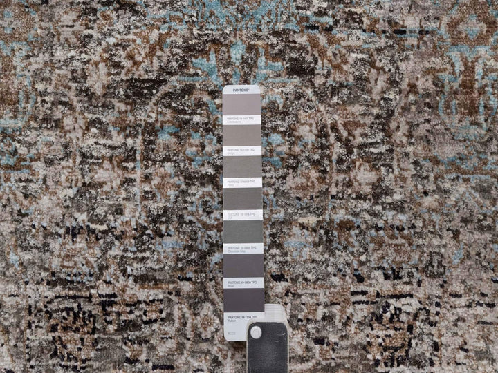 2'5" x 8'4" New Hand Knotted Brown Wool & Silk Runner Oriental Rug - MOA10292591