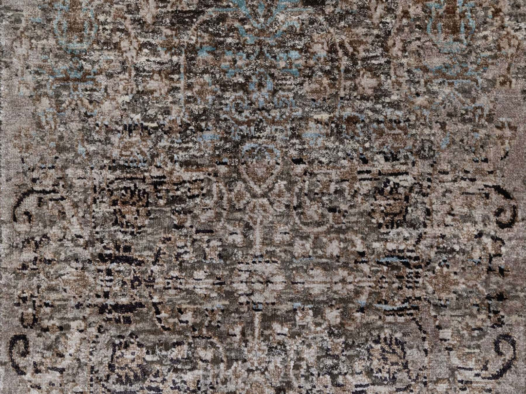 2'5" x 8'4" New Hand Knotted Brown Wool & Silk Runner Oriental Rug - MOA10292591