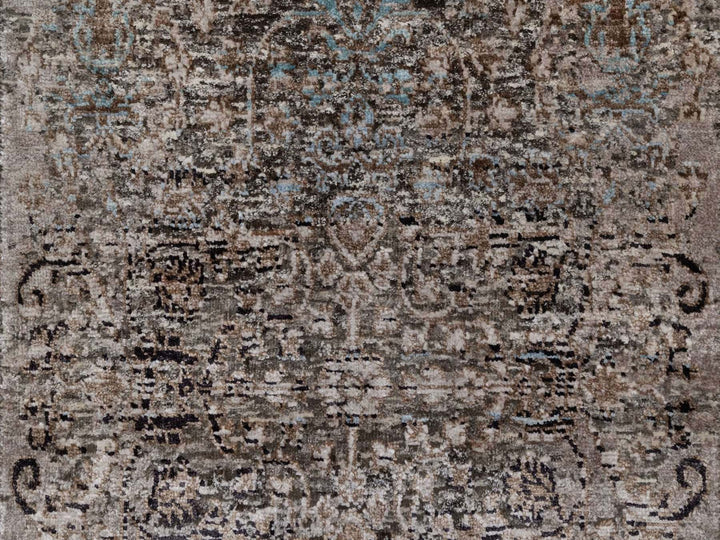 2'5" x 8'4" New Hand Knotted Brown Wool & Silk Runner Oriental Rug - MOA10292591
