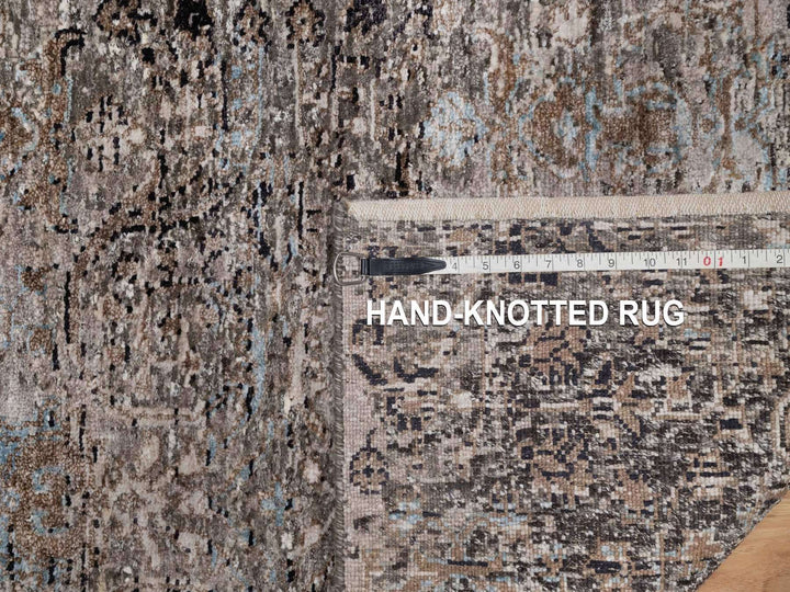 2'5" x 8'4" New Hand Knotted Brown Wool & Silk Runner Oriental Rug - MOA10292591