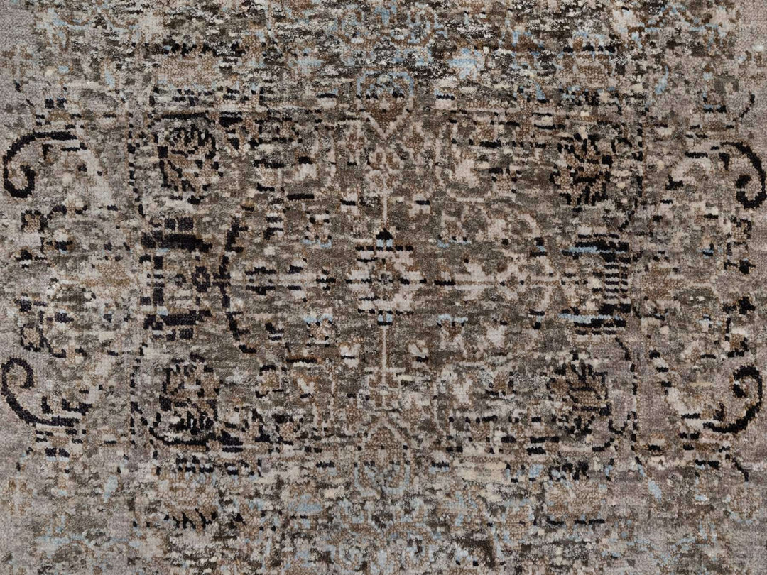 2'6" x 8'4" New Hand Knotted Brown Wool & Silk Runner Oriental Rug - MOA10292593