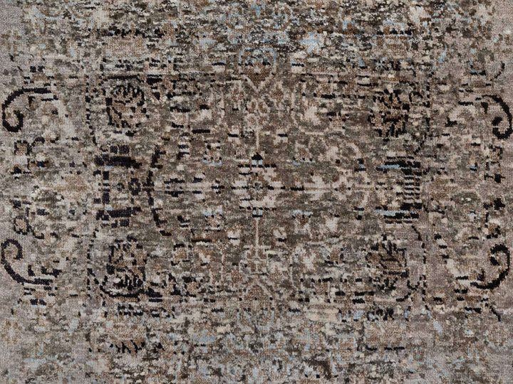 2'6" x 8'4" New Hand Knotted Brown Wool & Silk Runner Oriental Rug - MOA10292593