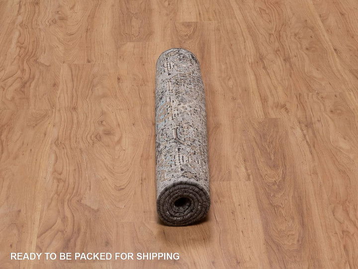 2'6" x 8'4" New Hand Knotted Brown Wool & Silk Runner Oriental Rug - MOA10292593