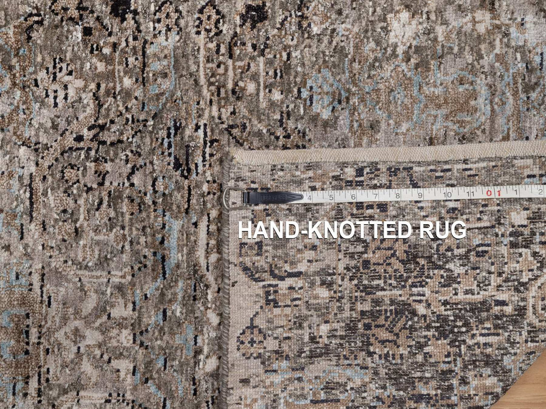 2'6" x 8'4" New Hand Knotted Brown Wool & Silk Runner Oriental Rug - MOA10292593