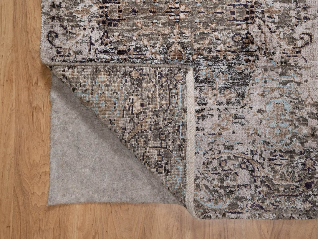 2'1" x 3'0" New Hand Knotted Brown Wool & Silk Rectangle Oriental Rug - MOA10292595