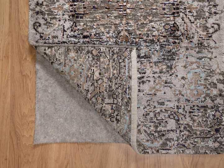 2'1" x 3'0" New Hand Knotted Brown Wool & Silk Rectangle Oriental Rug - MOA10292595