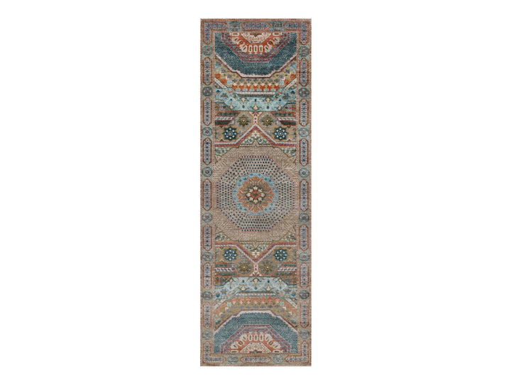 2'7" x 8'1" New Hand Knotted Brown Wool & Silk Runner Oriental Rug - MOA10292597