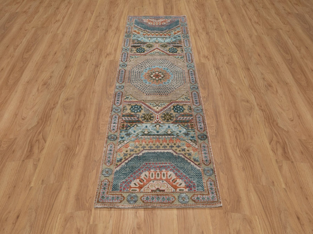 2'7" x 8'1" New Hand Knotted Brown Wool & Silk Runner Oriental Rug - MOA10292597