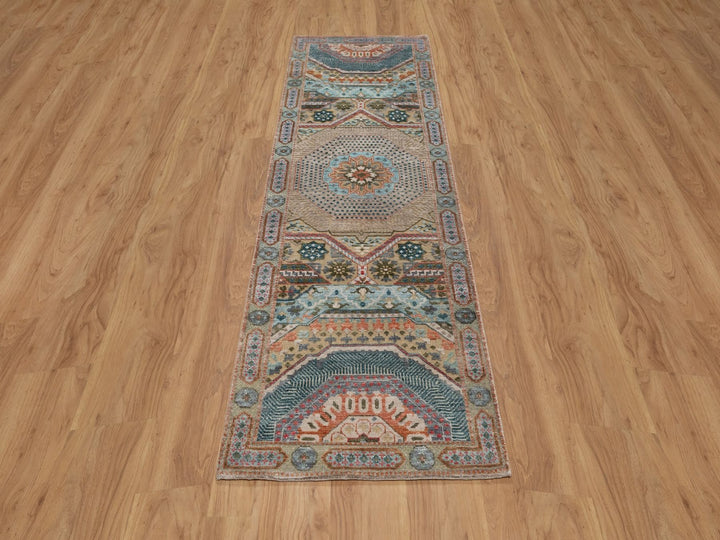 2'7" x 8'1" New Hand Knotted Brown Wool & Silk Runner Oriental Rug - MOA10292597