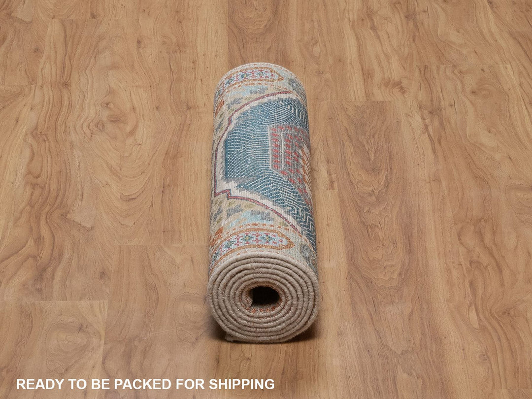 2'7" x 8'1" New Hand Knotted Brown Wool & Silk Runner Oriental Rug - MOA10292597