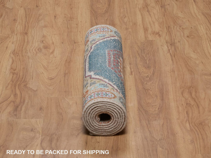 2'7" x 8'1" New Hand Knotted Brown Wool & Silk Runner Oriental Rug - MOA10292597
