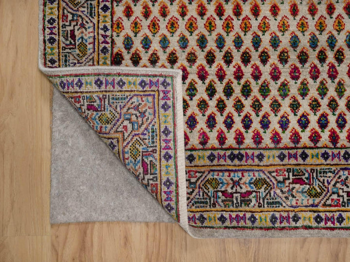 3'0" x 4'11" New Hand Knotted Beige Wool & Sari Silk Rectangle Oriental Rug - MOA10292598