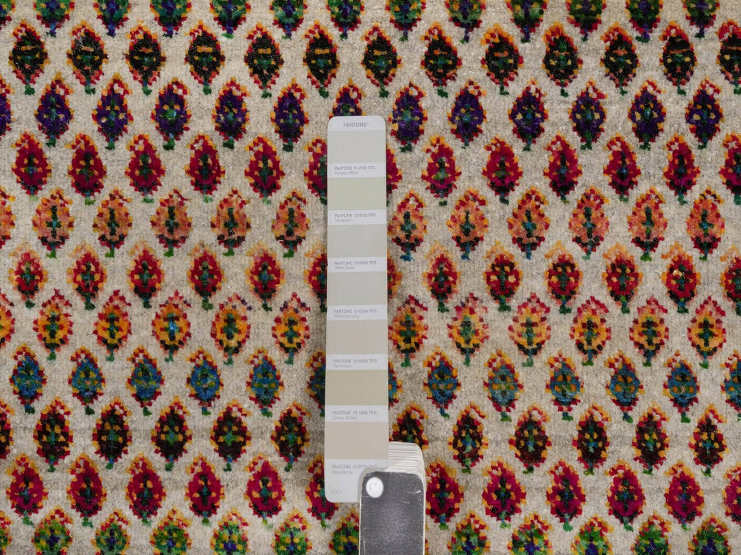 3'0" x 4'11" New Hand Knotted Beige Wool & Sari Silk Rectangle Oriental Rug - MOA10292598