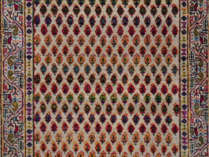 3'0" x 4'11" New Hand Knotted Beige Wool & Sari Silk Rectangle Oriental Rug - MOA10292598