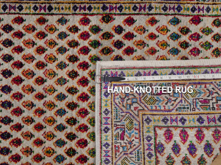3'0" x 4'11" New Hand Knotted Beige Wool & Sari Silk Rectangle Oriental Rug - MOA10292598