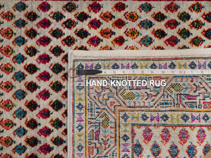 3'0" x 5'0" New Hand Knotted Beige Wool & Silk Rectangle Oriental Rug - MOA10292599
