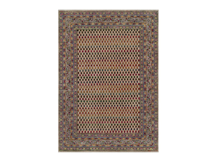 5'0" x 7'1" New Hand Knotted Beige Wool & Sari Silk Rectangle Oriental Rug - MOA10292600